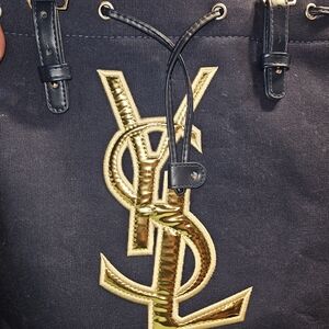 Yves Saint Laurent Black Backpack with Gold Logo